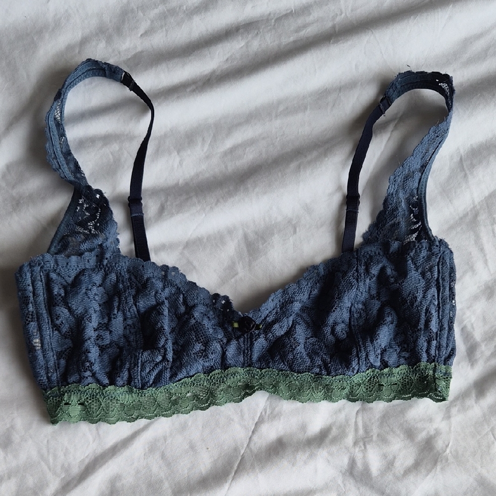 Free People Lace Bralette in Navy and Olive